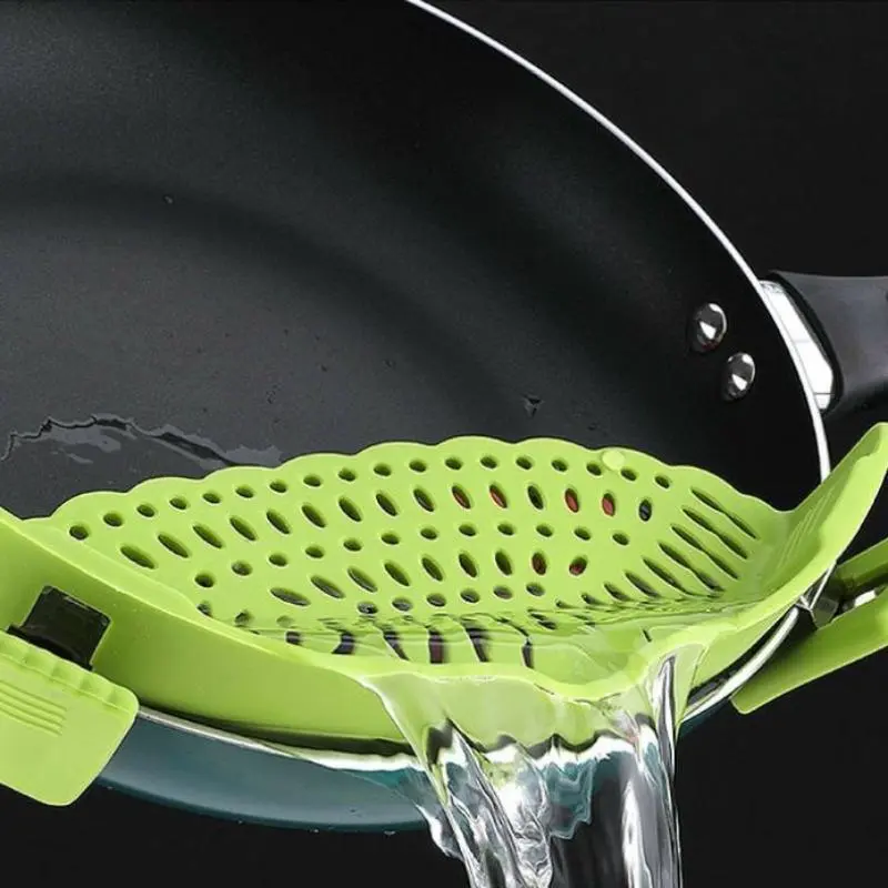 Silicone Clip-on Noodle Colander, 1 Count Multifunctional Food Clip-on Colander, Kitchen Cooking Tool for Meat, Vegetable, Fruit, Utensils 3