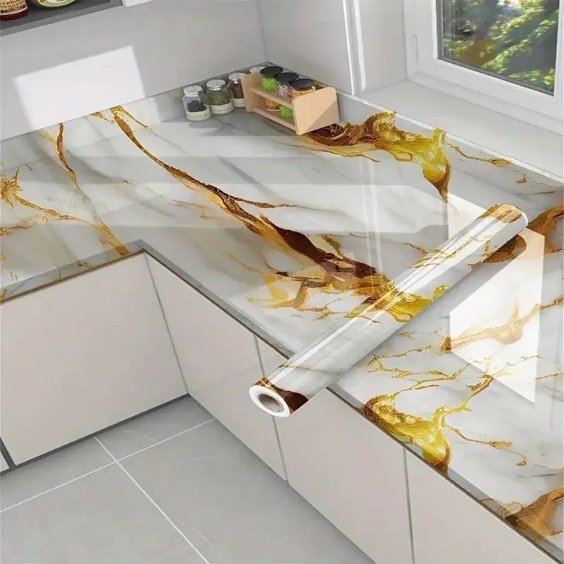 Self-adhesive Marble Pattern Wallpaper, Removable Waterproof Wall Sticker, Peel & Stick Wall Stickers for Rooms, Kitchens & Furniture 0