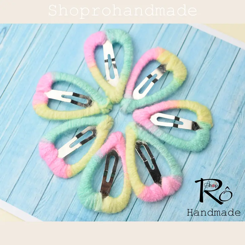 Kẹp tóc hình ngôi sao năm cánh len cute cho bé gái 3cm |Cặp tóc mái bên đẹp |Shop Rô Handmade 4