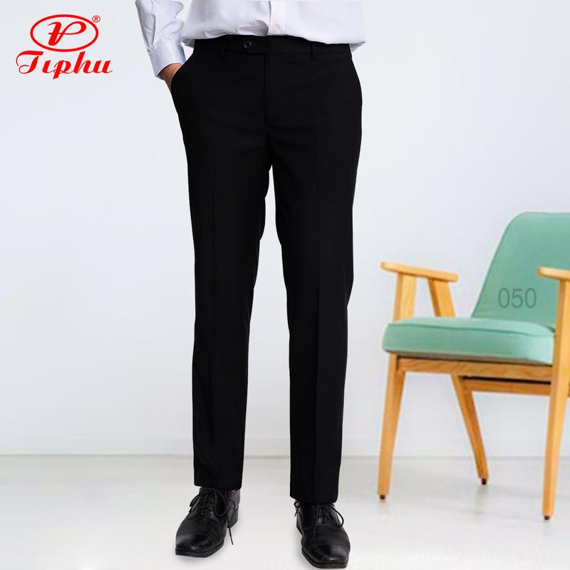 Quần tây nam không ly, màu đen, thương hiệu Amazing, form Regular truyền thống ống đứng, thời trang công sở cao cấp