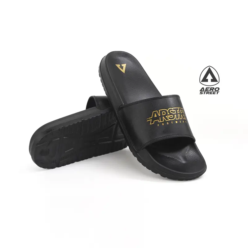 Aerostreet 39-44 Electra Hitam Hitam - Sandal Sendal Selop Slip On Casual Pria Wanita Aero Street BAAAA 5