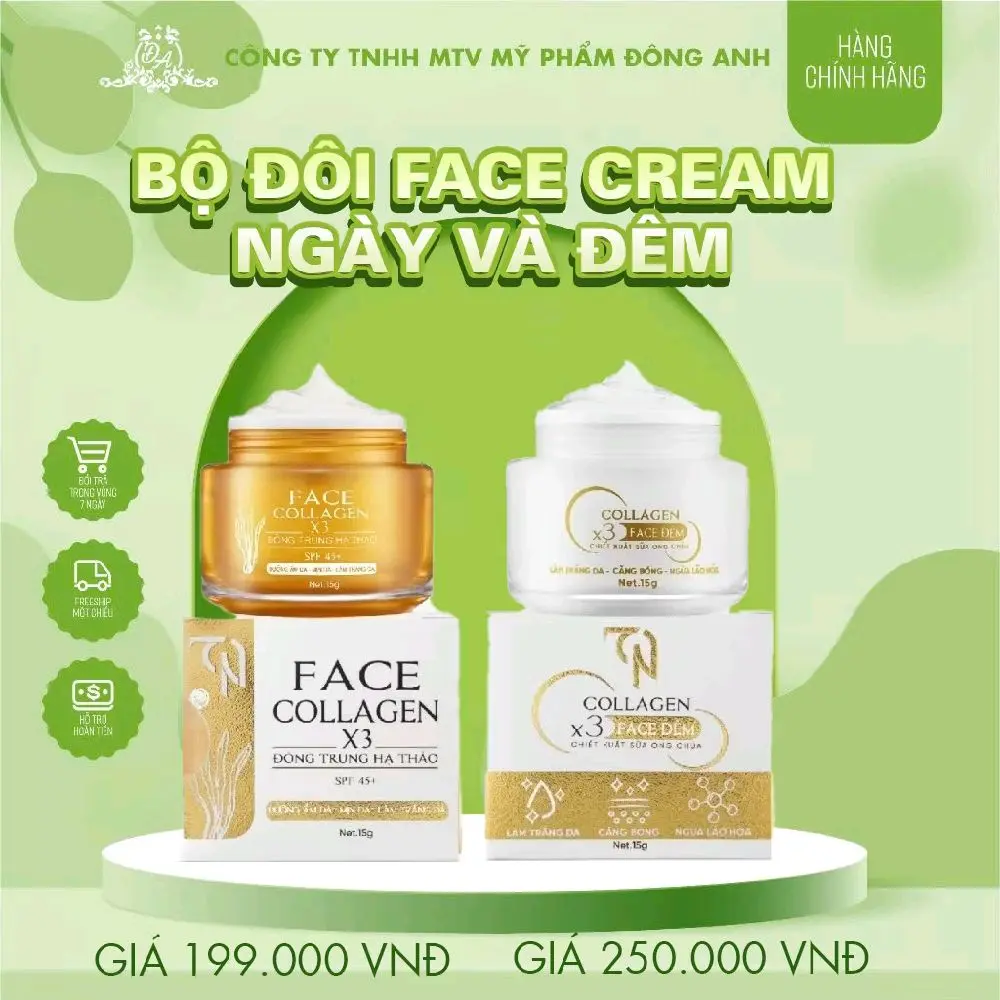 COMBO 2 SẢN PHẨM ( KEM FACE NGÀY & ĐÊM ) ĐÔNG TRÙNG HẠ THẢO 2024 - Mỹ Phẩm Đông Anh - Nguyễn Huỳnh Như