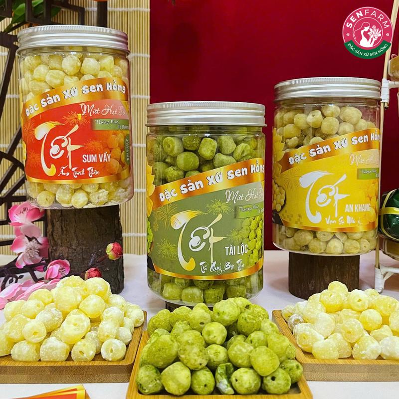  COMBO 3 hũ Mứt Hạt Sen Ít Đường mứt thượng hạng Senfarm - Mứt Tết - Bánh Tết - Quà Tết 