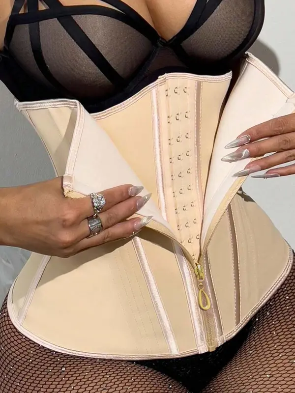 Women's Solid Color Hook & Eye Closure Waist Trainer, Tummy Control Shaper, Abdominal Belt, Women's Shapewear for Daily Wear, Waist Trainer Corset, Tummy Tuck Shapewear 2
