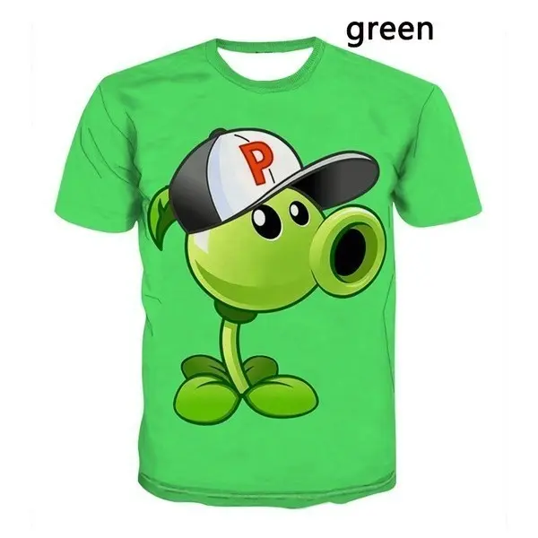 Boys and Girls Plant Vs Zombie 100-160cm Children's 3D Printing T-shirt