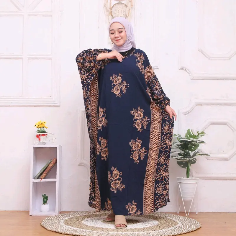 gamis kaftan mona batik pekalongan batik halus bahan tebal adem dan nyaman dipakai busui murah berkualitas daster gamis batik terbaru baju wanita muslimah 1