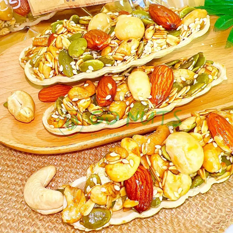 Bánh thuyền mix hạt GO NUTS có Macca không đường tạo ngọt bằng mật ong, bánh hạt mix ngũ cốc dinh dưỡng 6
