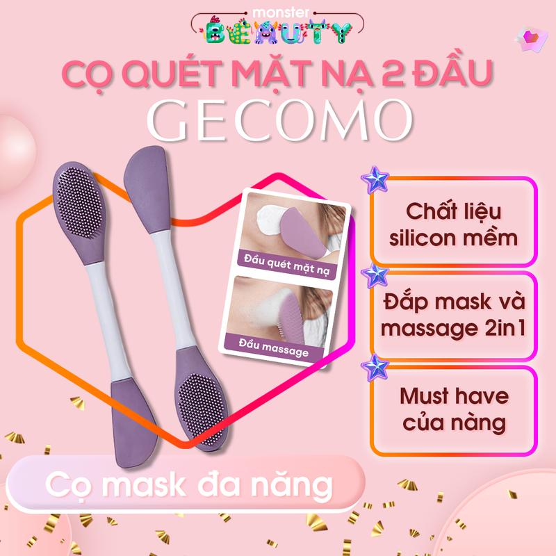 Cọ đắp mặt nạ silicon GECOMO 2 đầu - Cọ quét mặt nạ cao cấp vừa là cọ đắp mặt nạ vừa là cọ massage mặt - Tạo lớp mask đều mịn tiết kiệm, silicon an toàn trên da. Skincare Làm Đẹp Da - monster BEAUTY