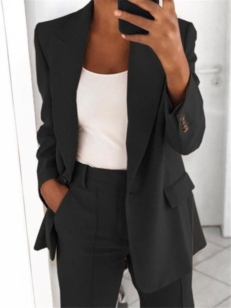 Product Introduction of wish 2024 autumn new European and American fashion lapel slim cardigan temperament blazer women Womenswear Coats 7