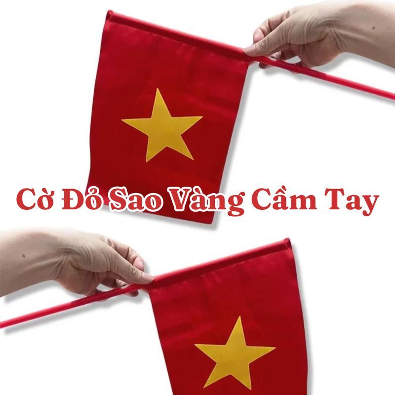 [GIÁ TỐT] Combo 10 Cây Cờ Vẫy Cờ Đỏ Sao Vàng Cầm Tay Loại In 1 Mặt Vải Hàng Đẹp 2