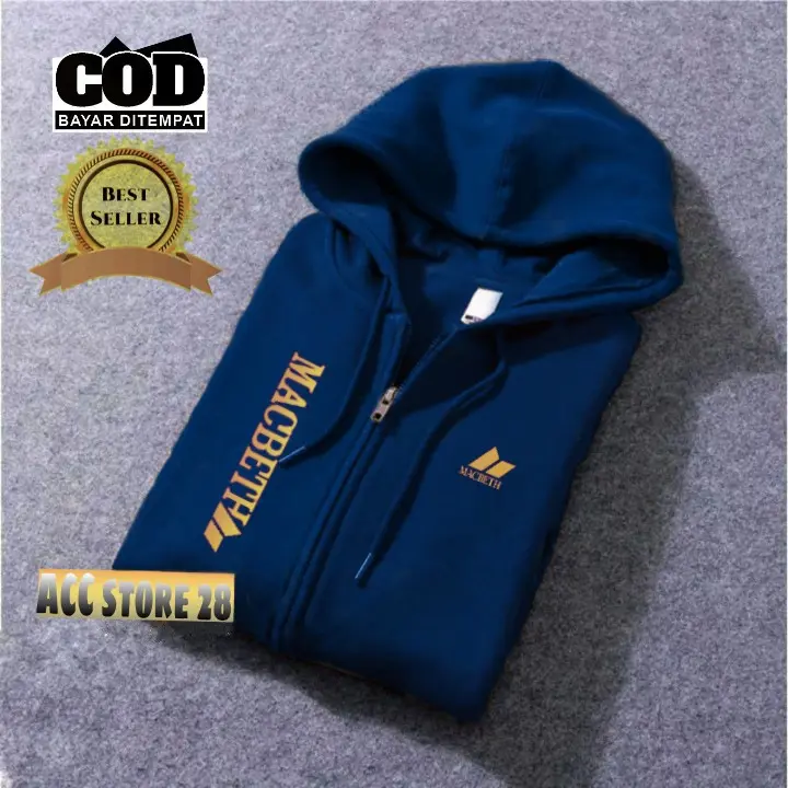Terlaris!!! Jaket Resleting Text Gold Macbeth Kirka Sweater Distro Terbaru Hoodie Termurah Pria Wanita Kekinian 1