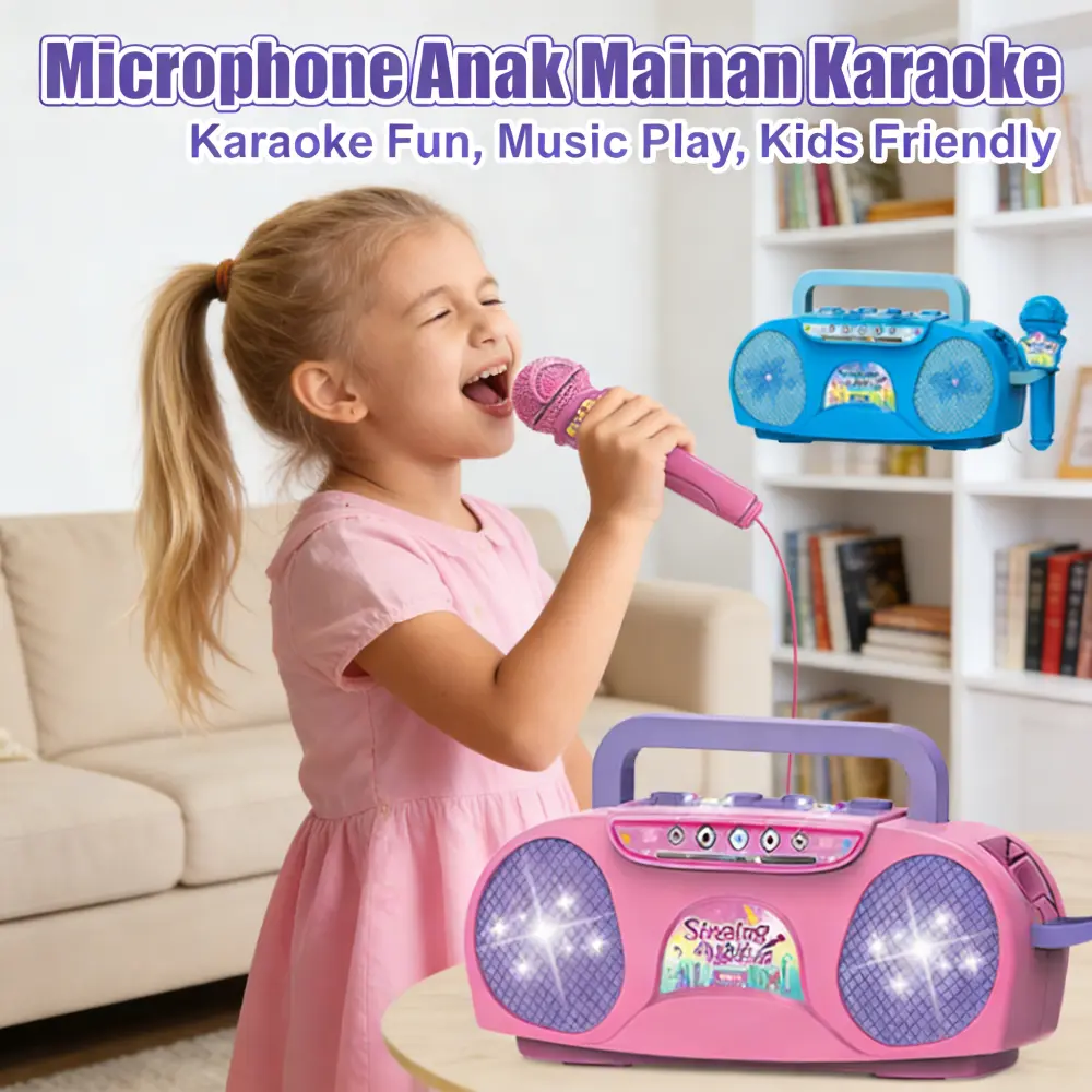 Mainan Mikrofon Anak Karaoke Musik Player Terhubung Ke HP Smartphone Hiburan Kreatif Dengan Bluetooth, Model [Model Name], Panjang [Panjang cm], Lebar [Lebar cm], Ideal Untuk Anak Mainan Menyanyi Ulang Tahun Keren