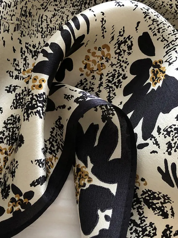 Women's Floral Print Silk Scarf, Fashionable Soft Breathable Scarf For All Seasons, Casual Versatile Scarf For Women Gifts 8