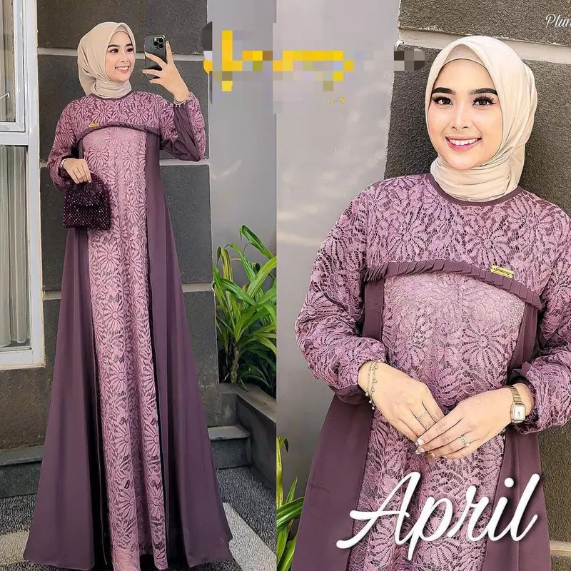 Gamis brukat kondangan mewah ld 140 gamis lebaran2023/ Dress Wanita Muslim Remaja 2