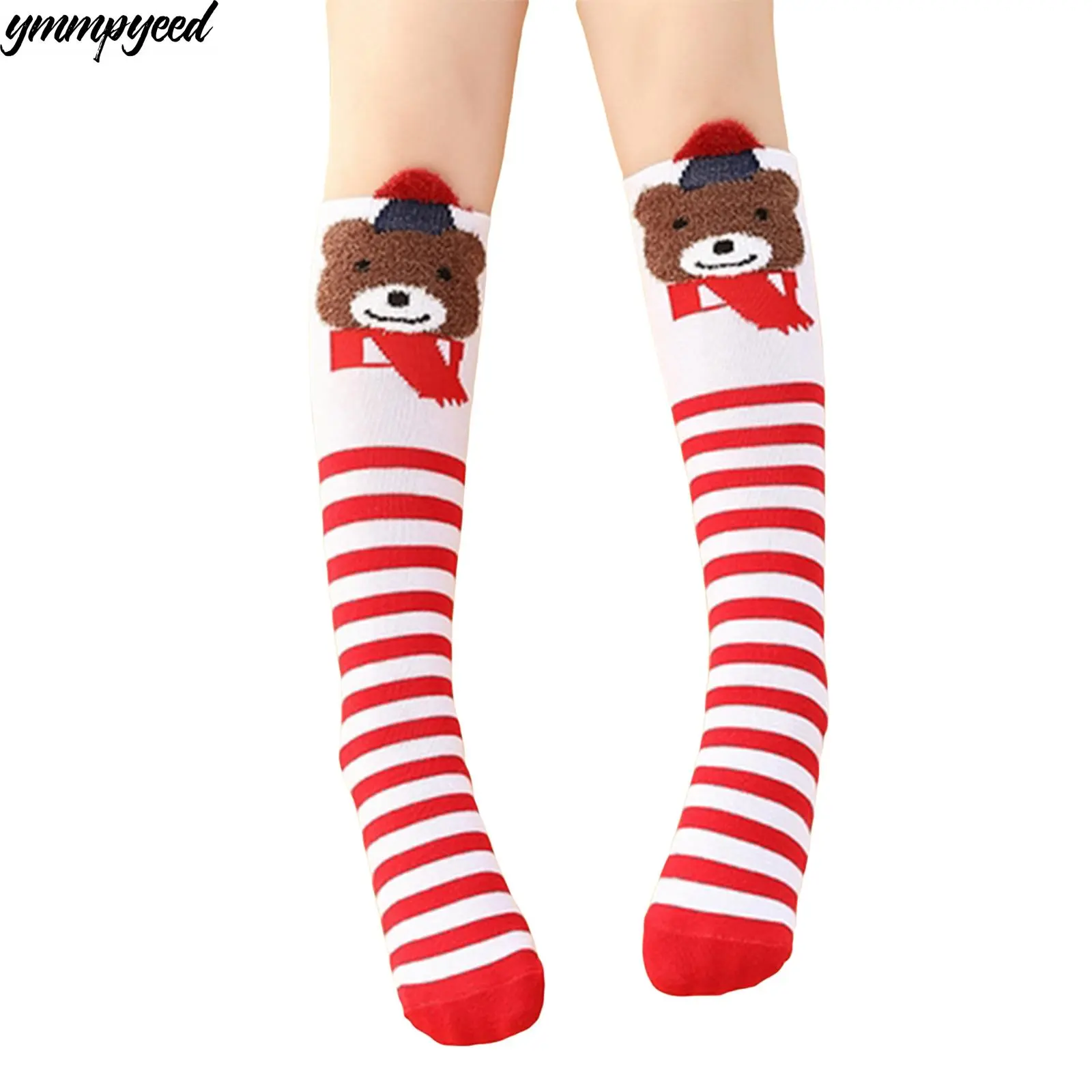 Kids Girls Knee High Socks Cartoon Animal Print Elastic Uniform Tube Stockings for Toddler Baby