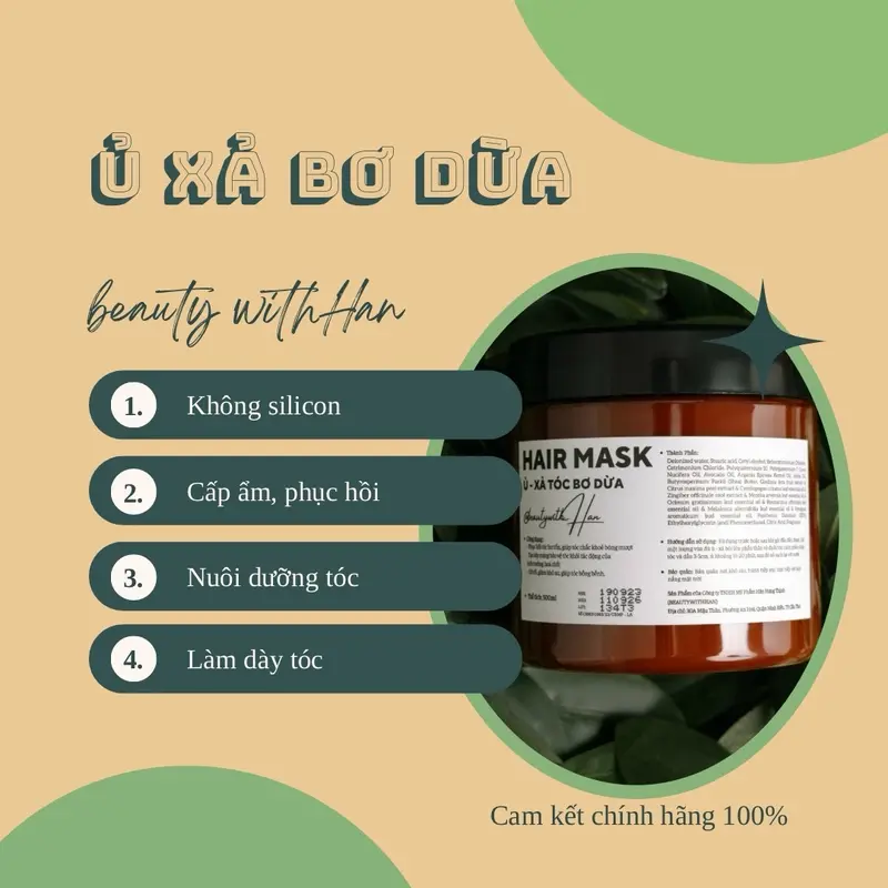 Kem Ủ Xả Bơ Dừa beautywithHan size 200gr cấp ẩm phục hồi 1