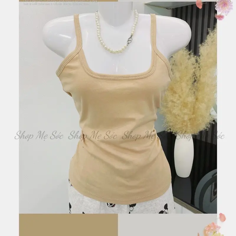 Áo hai dây nữ bản nhỏ , chất Cotton trơn bassic, chất mát lạnh cho nữ co giãn 5