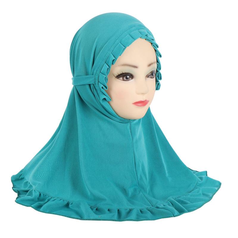 Product Introduction of Hat with Pleated Hem, Ruffled Edges, Lace Trim, Little Girl Children's Headscarf, Malay Scarf H364 5