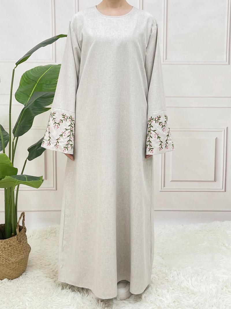 Product Introduction of 【2025】Arabic Clothing-floral Embroidery Long Sleeve Belted Tunic Dress, Elegant Long Dress for Women, Women's Islamic Clothing for All Seasons, Abaya for Daily Wear 8