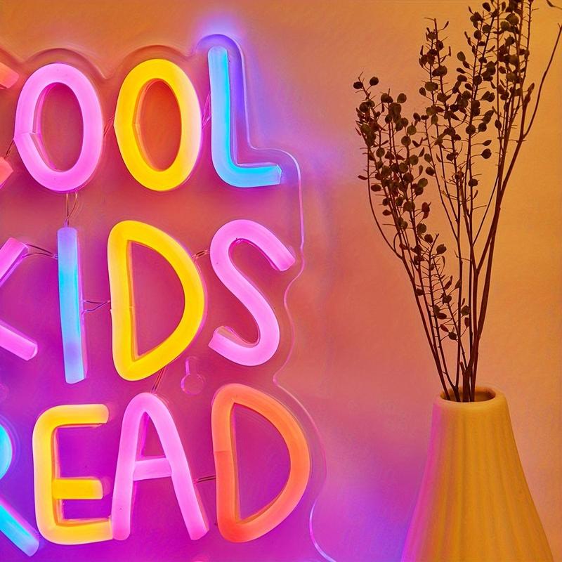 Product Introduction of USB Powered Neon Sign, Read Books Theme Neon Sign, Creative Wall Mounted Novelty Light for Home Bedroom & Living Room & Classroom & Room Decor 4