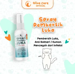 Olive Care Spray Kucing PEMBERSIH LUKA untuk Kulit Luka Basah & Kering, Luka Berdarah, Koreng dan Cegah Infeksi
