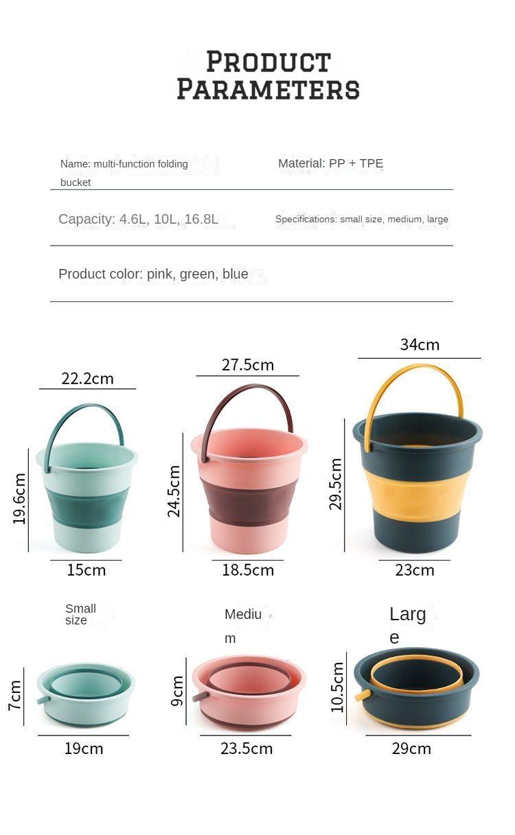 Product Introduction of Household Collapsible Bucket Cleaning Bucket Portable Fishing Bucket Car Washing Bucket Student Dormitory Bucket 10