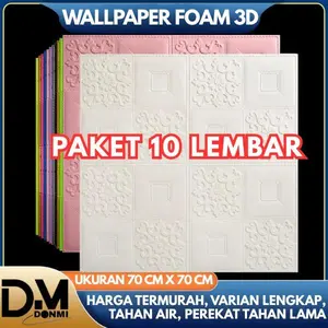 Donmi PAKET 10 LEMBAR WALLPAPER 3D Motif Batik Timbul 70X70CM | Wallpaper Dinding Sun Flower 3D | Stiker Dekorasi Rumah