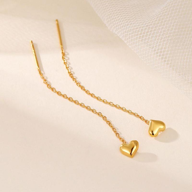 Product Introduction of 1Pair Heart Earrings Ins Temperament Long Heart-shaped Earrings Tassel K8Y8 23