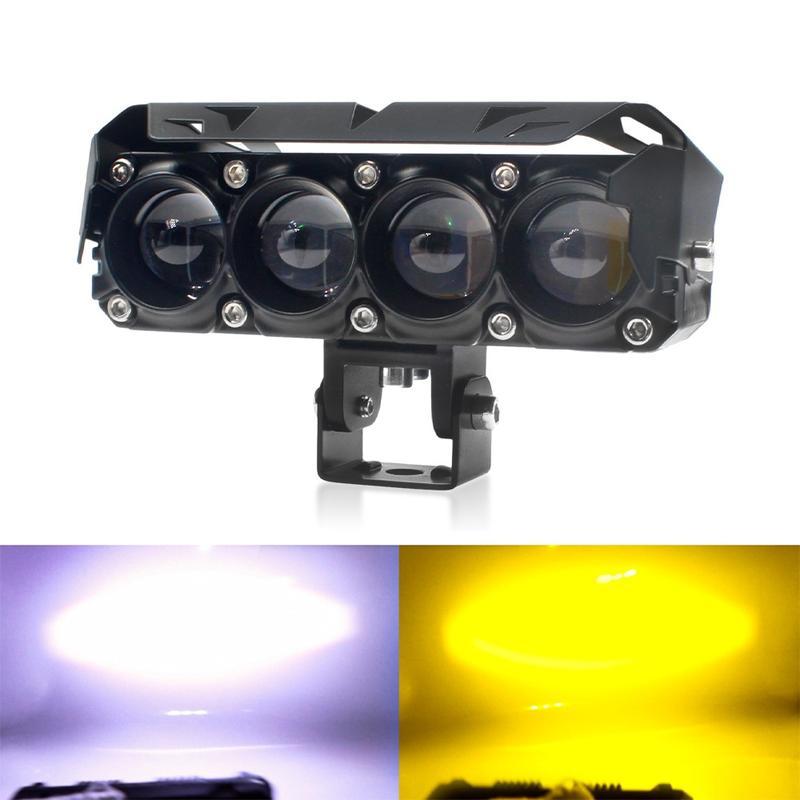【COD,Kirim Sekarang】 【FREE SAKLAR】12V / 24V Devil Lampu Sorot Tembak Mobil Lampu LED Tembak Sorot D3 SQL Lampu Tembak Sorot LED Laser 3 Mata 4 Mata 80 Watt 2 Warna Putih Kuning 5