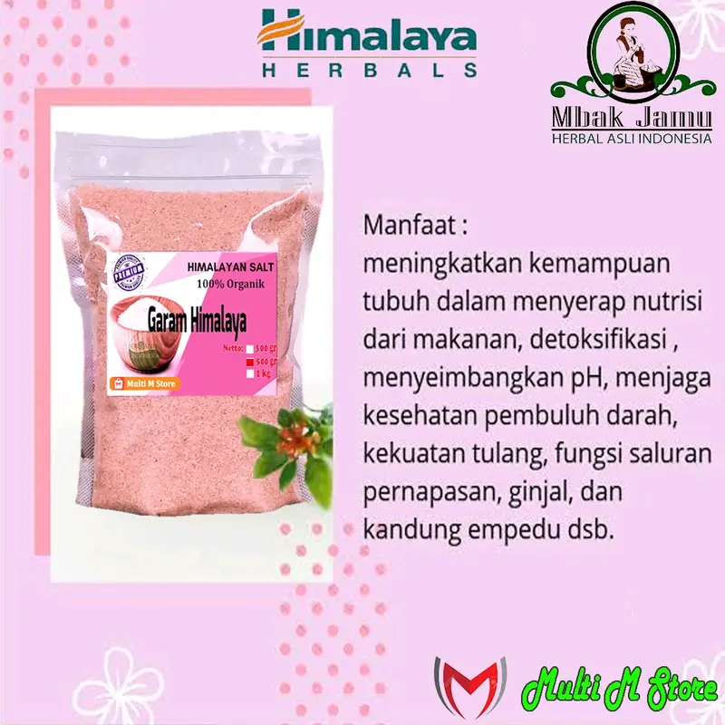 500 Gram Garam Himalaya Kualitas Pilihan| Produk Original | Himalayan Pink Salt Fine 5