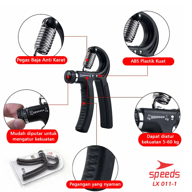 SPEEDS Handgrip Alat Latihan Cengkeraman Tangan Fitness Otot Lengan Portable Outdoor 011-1 3