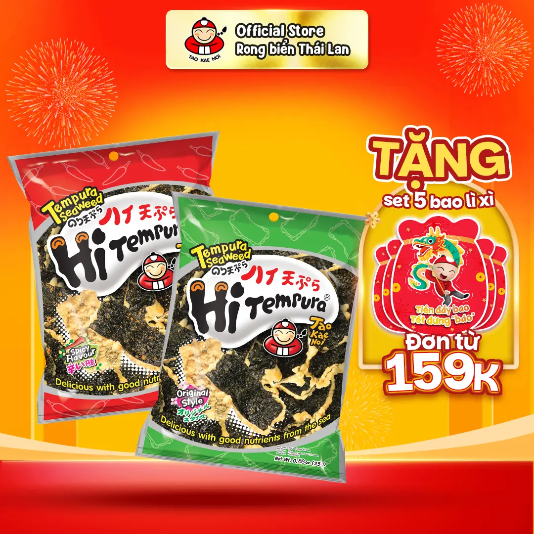 [GÓI LẺ] Snack Rong Biển Ăn Liền Thái Lan Hi Tempura Taokaenoi 25G Nhiều Vị Lựa Chọn Giòn Tan