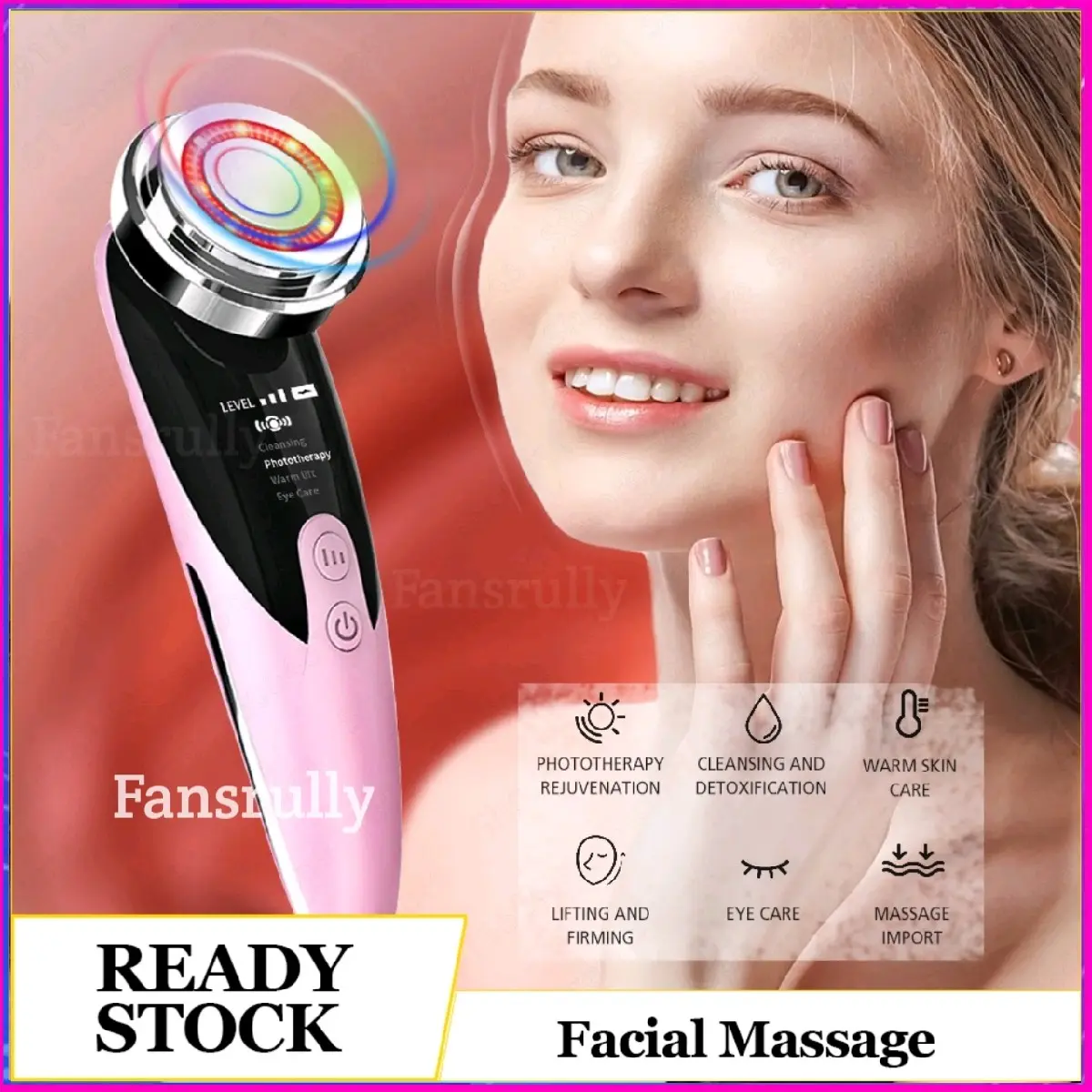 Alat Setrika Wajah 3 in 1  Pemijat Wajah Perawatan Kulit Anti Penuaan Anging Facial Massage Hot Cold Hammer Penirus Wajah Multifungsi Kusam Merah Mengencangkan Elektrik