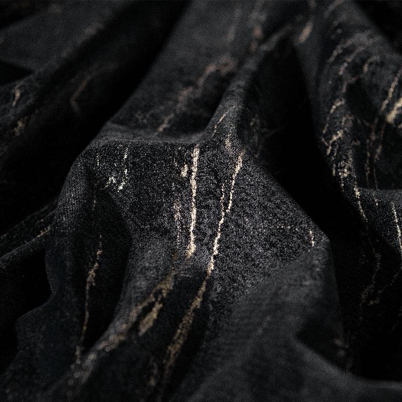 Marble Pattern Black Curtain, 1 Count Retro Room Decor Thickened Curtain, Household Textiles for Home Living Room Bedroom Decor 3