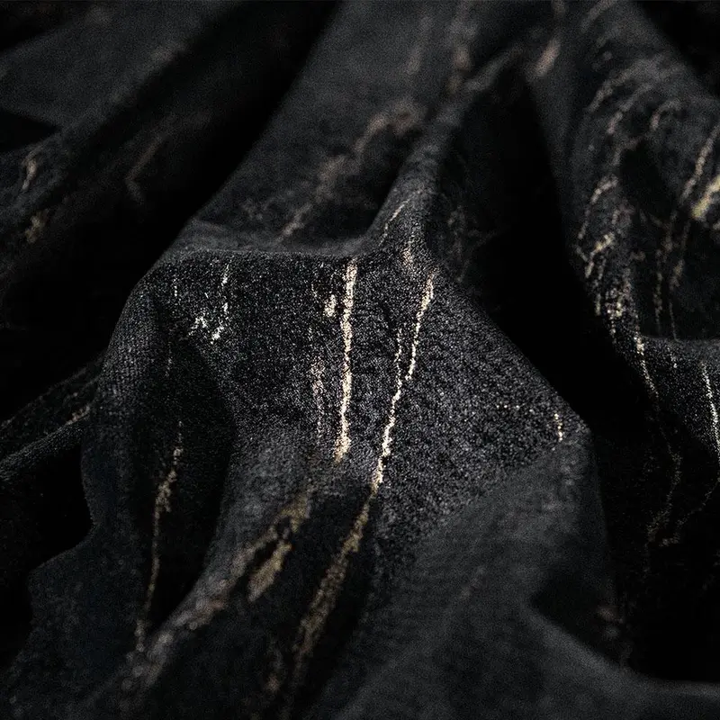 Marble Pattern Black Curtain, 1 Count Retro Room Decor Thickened Curtain, Household Textiles for Home Living Room Bedroom Decor 3