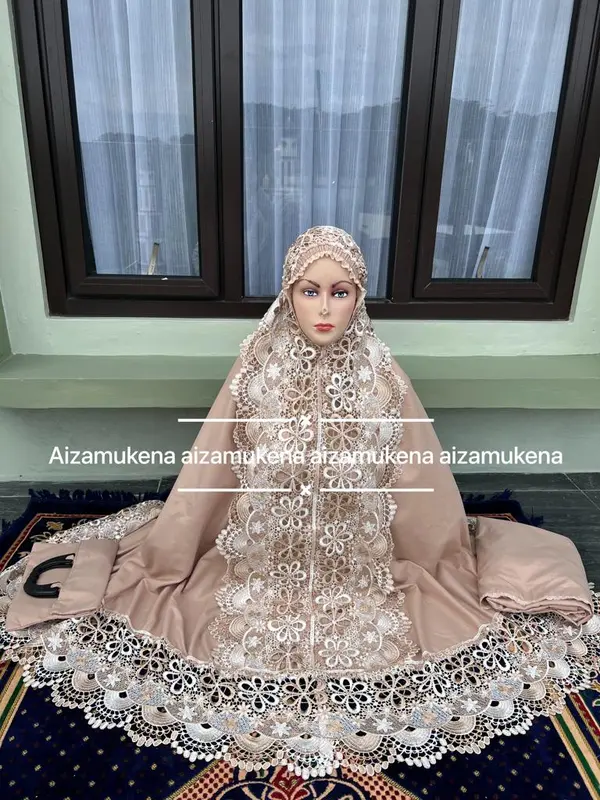 ( FREE TASBIH ) Mukena katun renda seroja twotone full kd 5