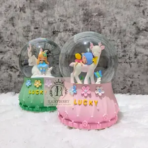 FITUR LENGKAP PREMIUM Snowball / Pajangan Bola Kaca Music Box Lucky Girl XL(100) Otomatis