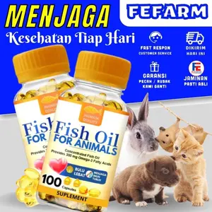 MINYAK IKAN FISH OIL 50 BUTIR VITAMIN OMEGA BULU KESEHATAN KUCING ANJING HAMSTER PREMIUM QUALITY FEFARM