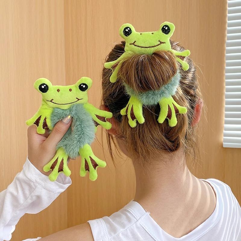 Scrunchies cột tóc vải bông mịn hình ếch xanh mắt tròn đáng yêu S52