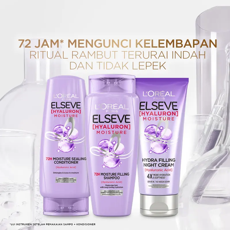 L'Oreal Hyaluron Moisture Hydra Filling Night Cream 150 ml (Untuk rambut kering dan dehidrasi) Moisturizer 4