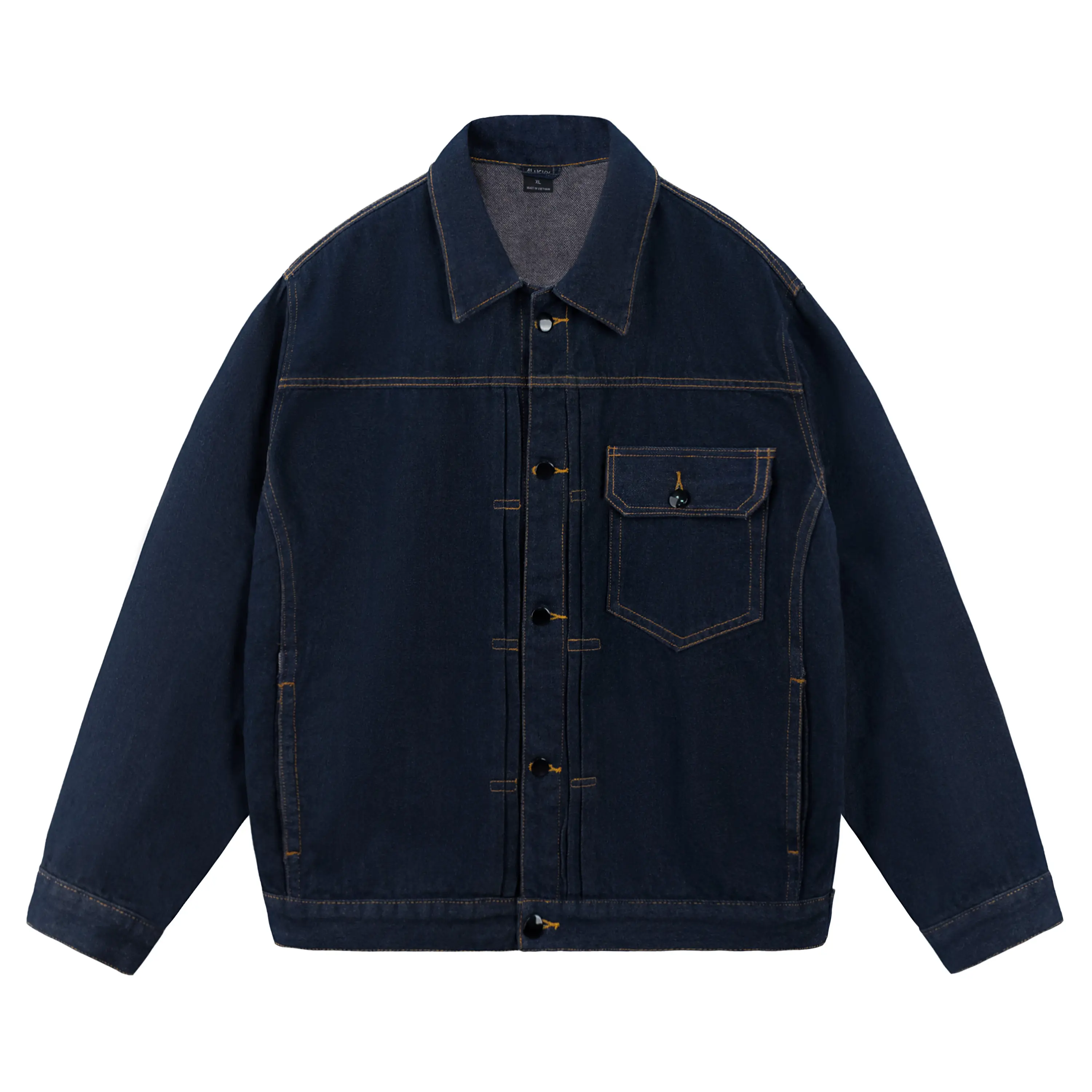 Áo Khoác Denim Giặt Màu Indigo, Thiết Kế Lucky, Hình Dạng Thông Thường, Unisex, Dung Tích 4lucky, 6132, Có Túi Bên Trong, Chất Liệu Denim Giặt, Hoàn Hảo Cho Nam Giới, Quần Áo Nam