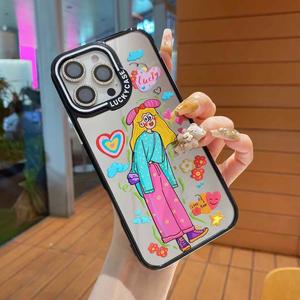 Ốp Điện Thoại Di Động Tráng Gương Graffiti Hoạt Hình, Dành Cho iPhone 13, 13Pro, 13ProMax, 14, 14Pro, 15, 15Pro Max, 16, 16Pro, 16ProMax, Bao Phủ Toàn Bộ, Vỏ Bảo Vệ Chống Sốc
