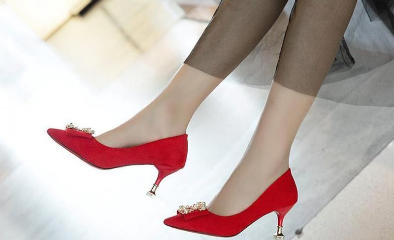 Product Introduction of Giày Cao gót Cho Nữ, Xiuhe-red, Giày Cao Gót Cho Phù Rể Và Cô Dâu, Giày Cưới, Khóa Vuông Trung Quốc, Thích Hợp Cho Cô Dâu Và Phụ Nữ Mang Thai, Gót Trung Bình 21