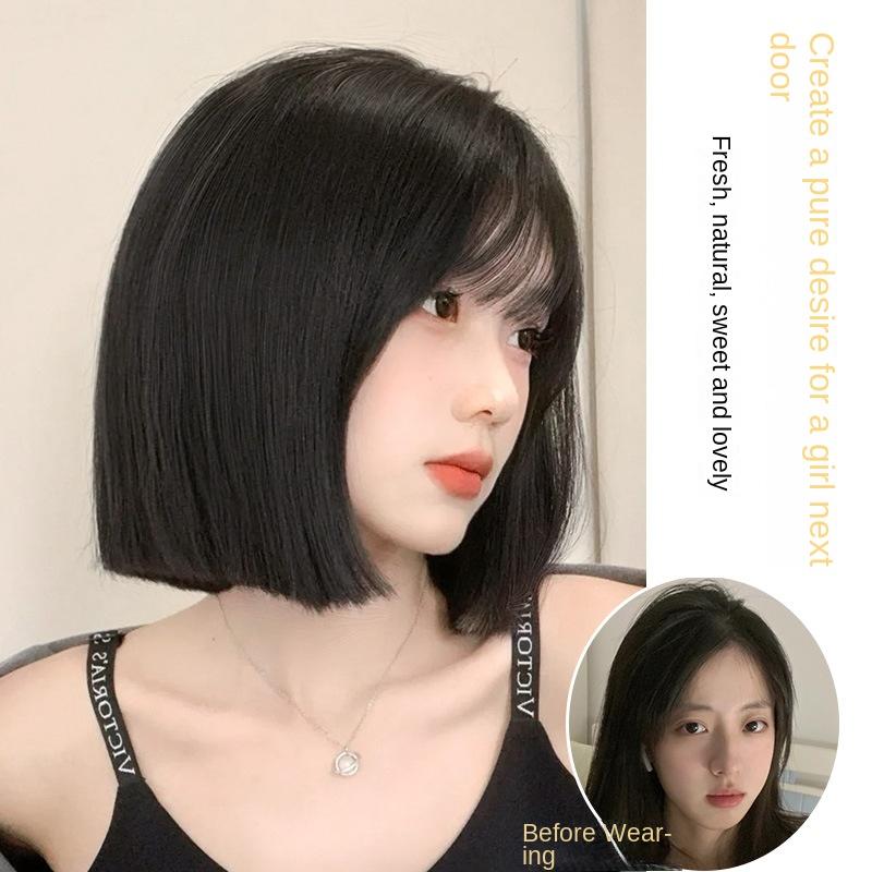 Wig Women's Short Artificial Human Hair New Anti-Aging Fashion Natural Bobhaircut Long Hair Full-Head Wig 1