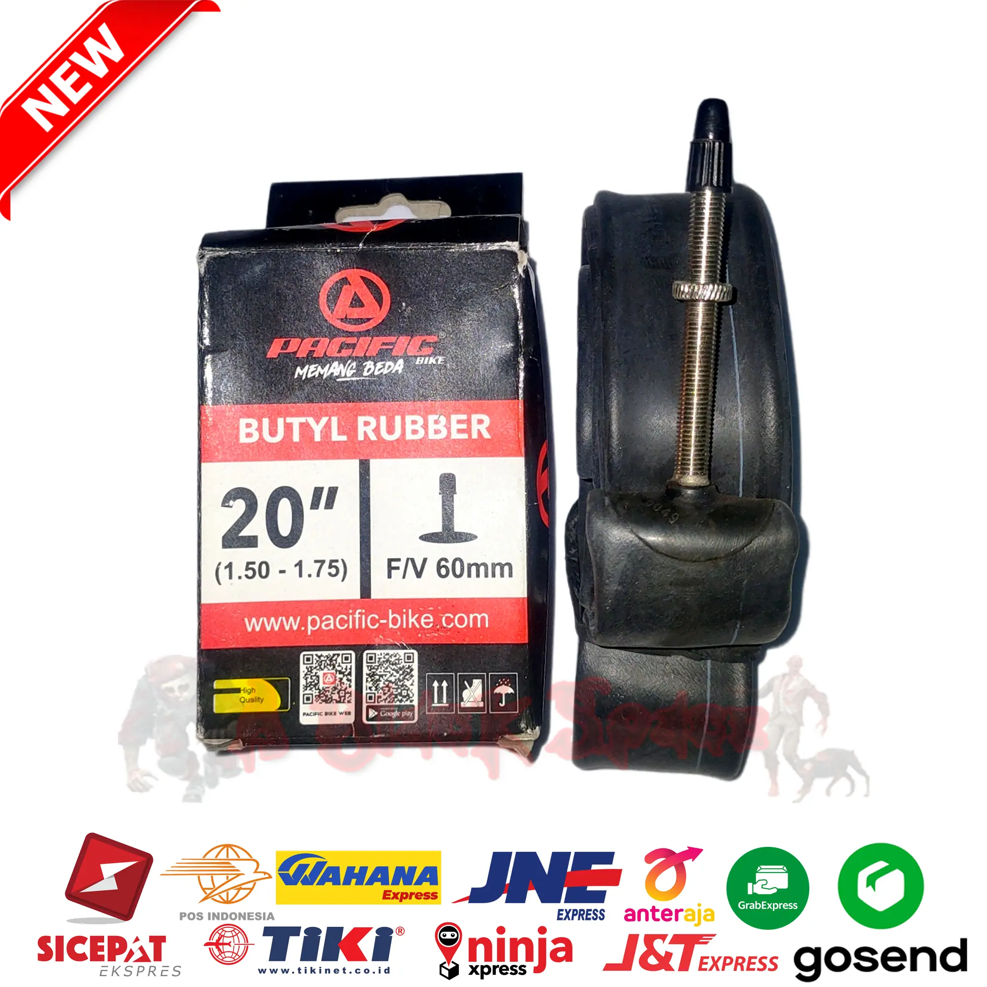 Ban Dalam Sepeda 20x1.50/1.75 Pacific Pentil Presta Panjang F/V 60mm