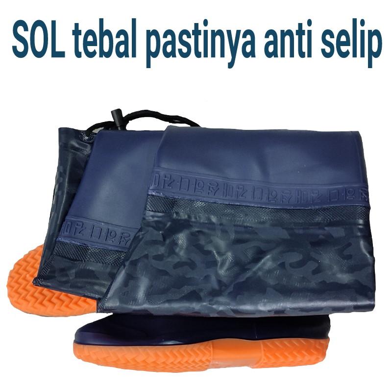 SEPATU SAWAH KARET PANJANG KOREA SEPATU BOOTS KARET ANTI KEONG SAWAH PETANI SEPATU BOT HUJAN Biru 4
