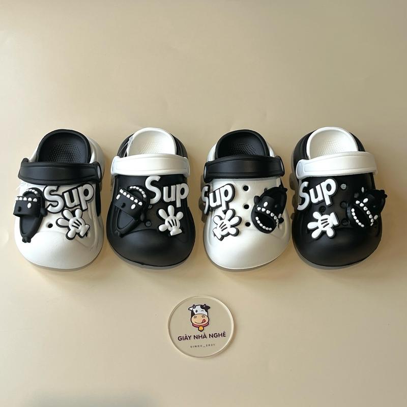 Dép Sục Cho Bé Gắn Sticker Cá Mập Siêu Đáng Yêu Chất Liệu Nhựa EVA Êm Mềm Cho Bé Trai Bé Gái S13 Sandal