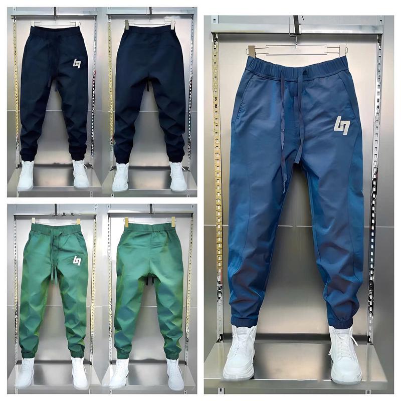 quần chun dài nam Quần Jogger Sport bó ống vải kaki bóng vải kaki co giãn cạp chun - Pants, Menswear