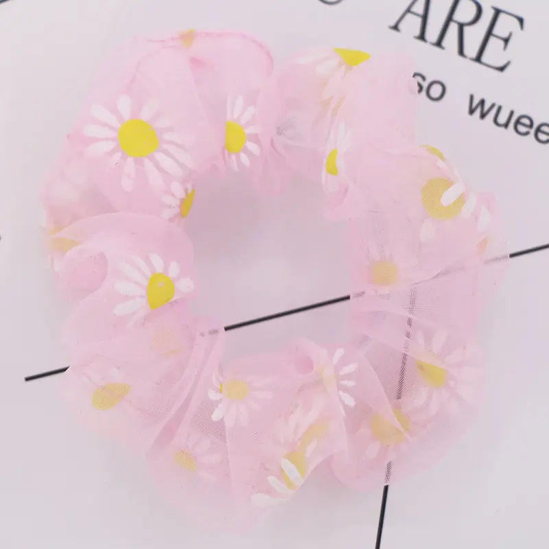 Dây Cao Su Scrunchies, Dây Thừng, Đàn Hồi, Cho Bé Gái Và Bạn Bè, Dây Buộc Tóc Đuôi Ngựa, Hoa Cúc Vàng, Lưới Mỏng, Dây Buộc Tóc, Dây Buộc Tóc, Phụ Kiện, quà tặng, bữa tiệc 3