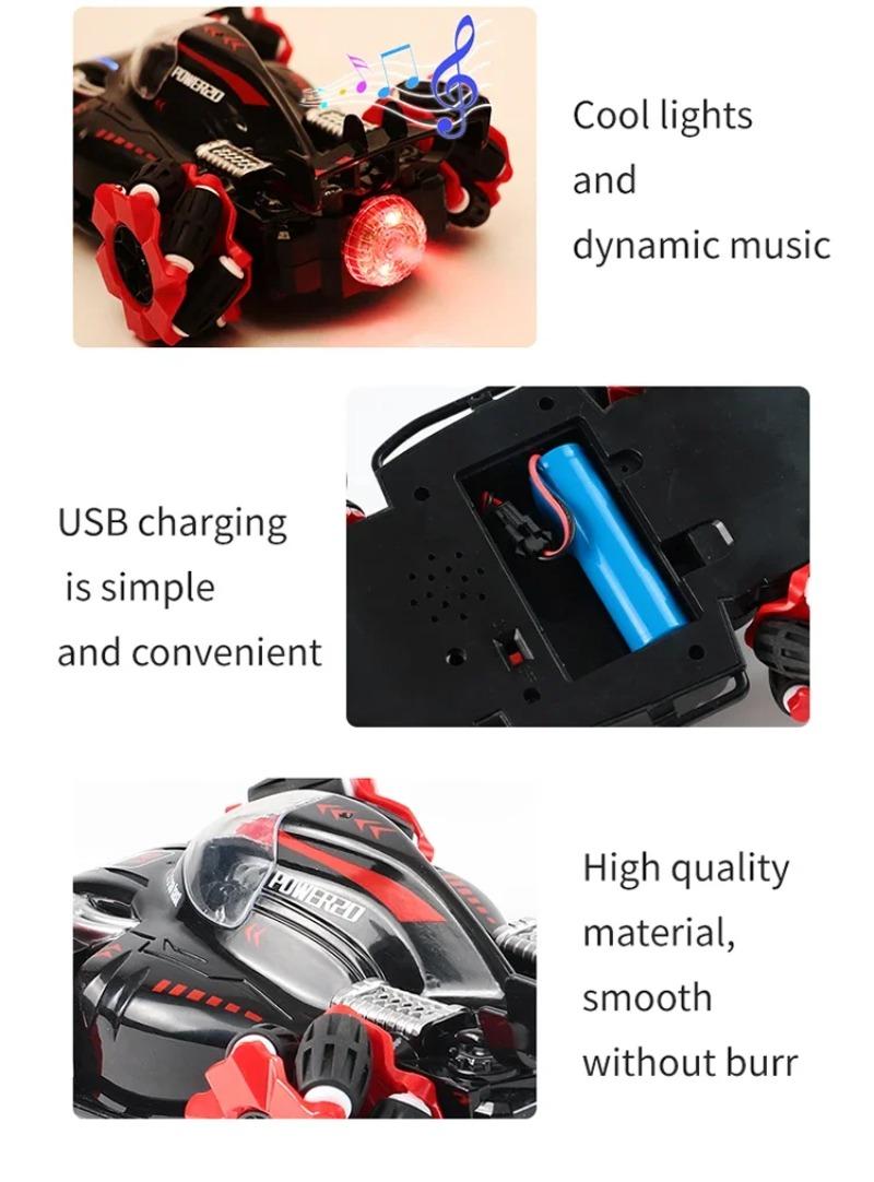 Product Introduction of 2.4G Remote Control Car Children's Toy Stunt Spray Car RC High-speed Off-road 4WD Light Music Drift Racing Birthday Gift 11